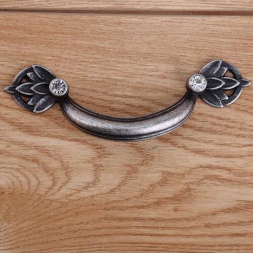 64mm rhinestone furniture handles antique silver kitchenn cabinet dresser door handles 2.5" antique iron drawer pull knob retro