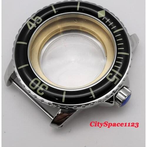 45mm Corgeut watch case black luminous bezel 316L SS fit ETA 2836 Miyota 8215 ST1612 Movement Mechanical mens watch