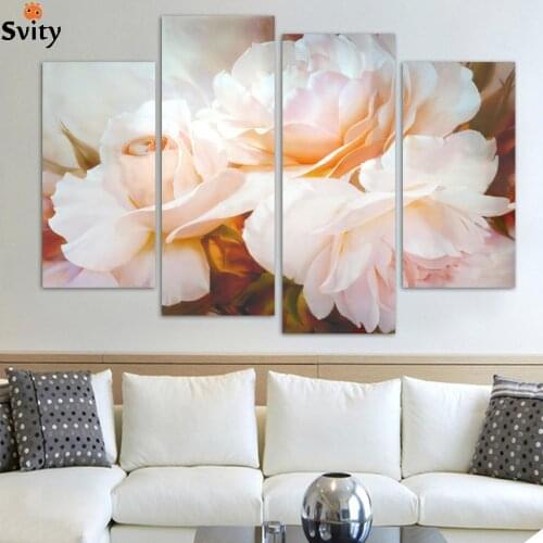 Decoration Abstract Bloom Peony Nordic Wall Art Canvas Poster and Print Flower Canvas Painting Picture for Living Room Decor