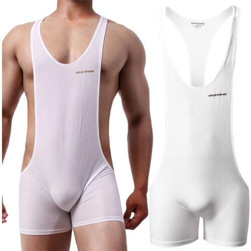Mens Undershirts Sports Gym Fitness Jumpsuits Shorts Wrestling Singlet Elastic Bodysuits Slip Homme Underwear Unterhemd Herren