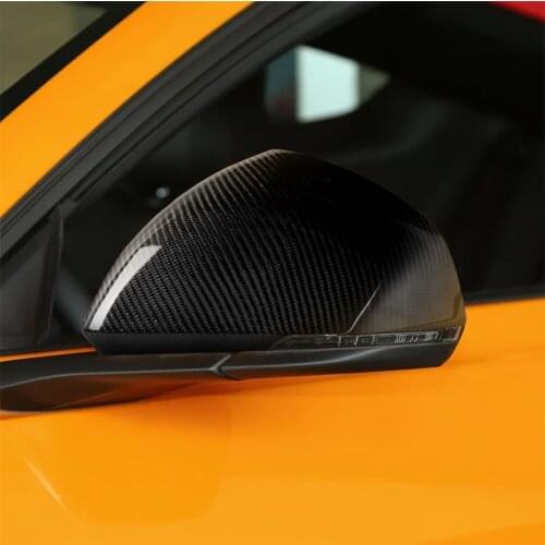 Carbon Fiber Exterior Decoration Side Mirror Rearview Mirror Frame Cover Trim for Ford Mustang European Version with Light