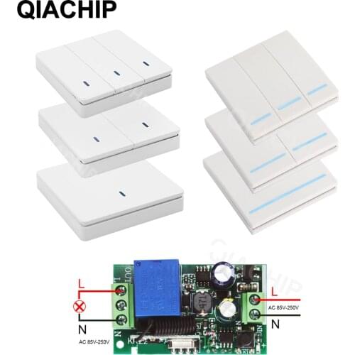 QIACHIP 433 Mhz Wireless RF Wall Panel Transmitter and AC 110V 220V 1 CH Remote Control Switch Relay Receiver Hall Bedroom Light