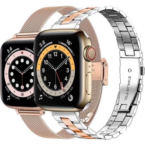 2set straps for apple watch SE band 40mm 44mm iwatch 6 5 4 3 38mm 42mm Milanese loop thin stainless steel strap slim mesh bands