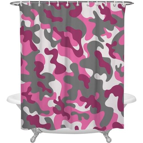 Pink Camouflage Shower Curtains Bathroom Curtain Waterproof Polyester Frabic Bathroom Curtain with Hooks