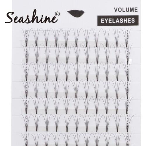 Seashine 1 Tray Premade Fans Short Stem Russian Volume Lash Extension 3D 4D 5D 6D Faux Mink Eyelashes Extension Supplies