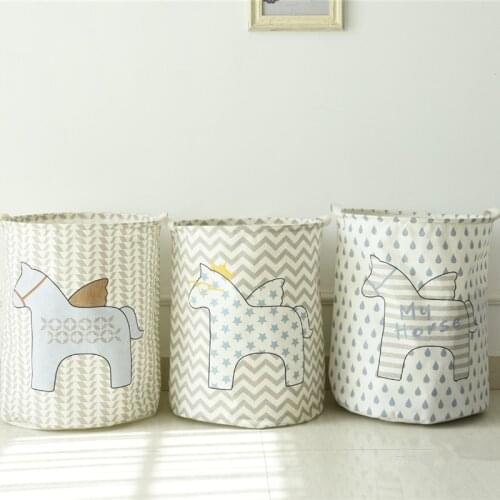 Cartoon Print Laundry Basket Folding Toy Clothes Storage Box Large Bag Waterproof Cotton Washing Dirty Clothes Organizer