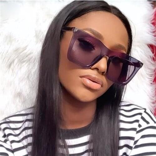 Retro Oversize Square Sunglasses Women 2021 Luxury Brand Big Frame Women Sun Glasses Blue Leopard Gradient Eyewear Oculos UV400
