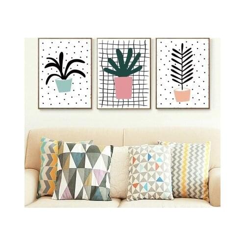 Nordic Modern Simple Oil Painting Abstract Plant Flowers Frame-free Decoration Drawing of Sofa Background Canvas Wall Art Paris