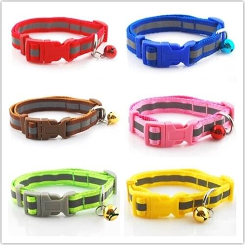 Special Offer Nylon Pet Collar Reflective/Dot Pattern 1.0 1.5cm Width Dog Puppy Cat Necklace Collar with Bell