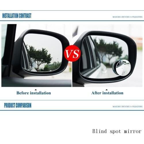 Car Styling 360 Degree convex rear view mirror Framless Blind Spot Wide Angle Round HD Glass no dead zone safe driving