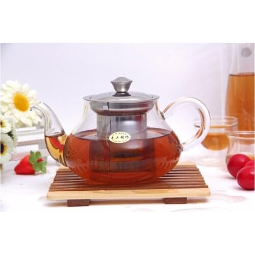 Glass teapot with stainless steel infuser and lid, Chinese 400ml kungfu teapots