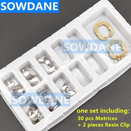 30 pcs Dental Sectional Matrix Metal Matrices Bands Sectional Contoured Matrice Refill Wedges Resin Ring Separator Autoclavable