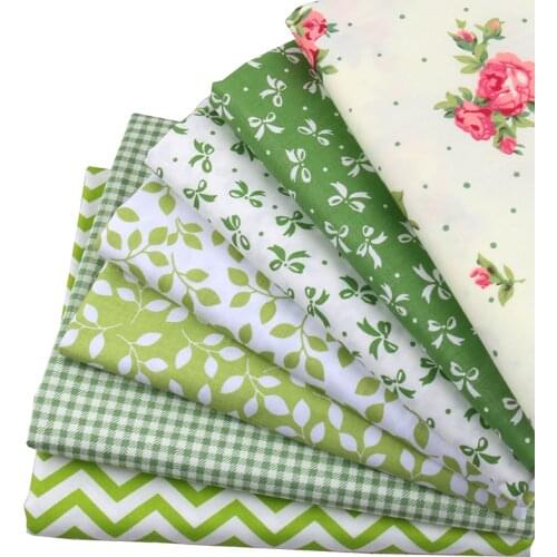 Nanchuang 7Pcs/Lot Green Twill Cotton Fabrics Patchwork Cloth For DIY Handmade Sewing Quilting Baby Children Materials 20x25cm