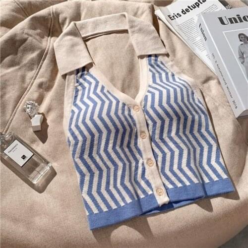 Tops for women summer halter tops and bloues sexy sleeveless knitting cotton striped halter bra temperament vest top Female
