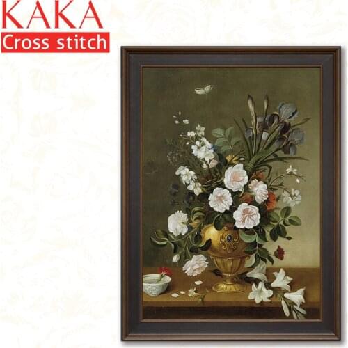 Cross stitch kits,Embroidery needlework sets with printed pattern,11CT-canvas for Home Decor Painting,Flowers Full NCKF255