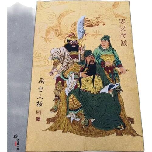 Thangka embroidery religious Tibetan portrait Nepalese Buddhist temple brocade painting silk decoration figure Zhongyi Guan Gong