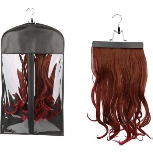 Home Hair Wig Hanging Dust Cover Zip PVC Clothes Storage Bag Protective Pouch For Home Dormitory Space-saving