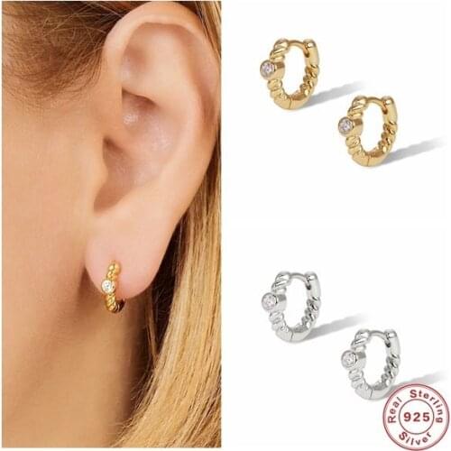 CANNER European and American Wild Fashion 925 Sterling Silver Hoop Earrings for Women Woven Twisted CZ Zircon Earings Jewelry