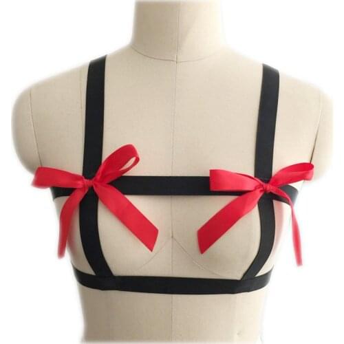 Womens Body Harness Cage Cupless Bra Lingerie Erotic Bondage Club Burlesque Dancer Goth Crop Tops Cage Harness Lingerie