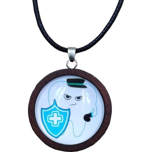 10 Styles Protect Teeth Guard Dentists Rope Pendant Necklace Black Wood Wooden Gift For Girls Women Men Drop Shipping