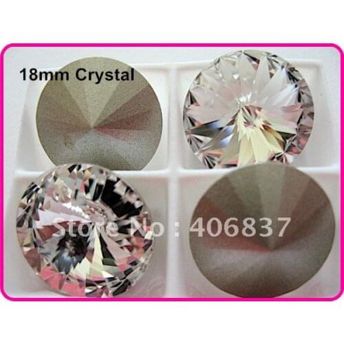 100pcs/Lot, Color Clear/Crystal 18mm Rivoli Crystal, Free Shipping! Chinese Top Quality Crystal Rivoli