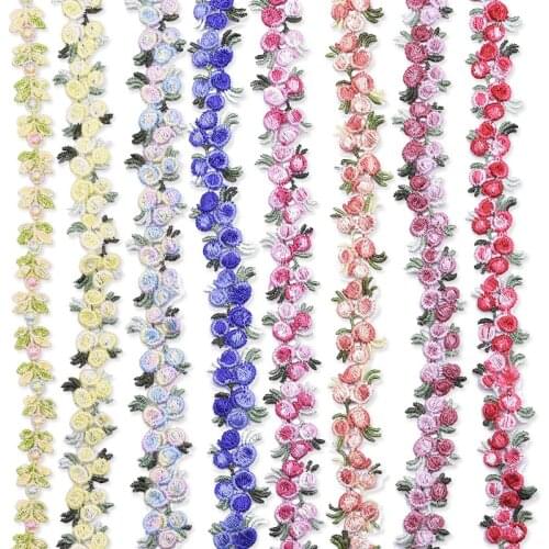 2 Yard Elegant Mini Cherry Flower Lace Trim Soft Wedding Embroidered Lace Sewing Accessories DIY Patchwork Polysetser Trimmings