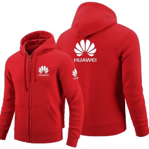 2021 Zipper Hoodies Huawei logo Printed Hoodie Fleece Long Sleeve Mans zipper Jacket Sweatshirt