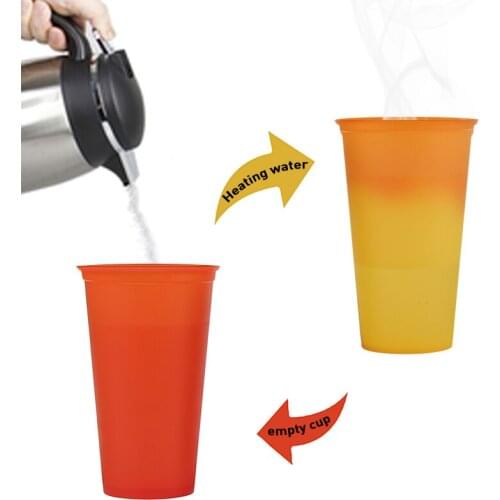 473ml Reusable Color Changing Coffee Cup PP Food Grade Material Coffee Mug Tumbler Color Changes Heat Activated Hot Drink Cup