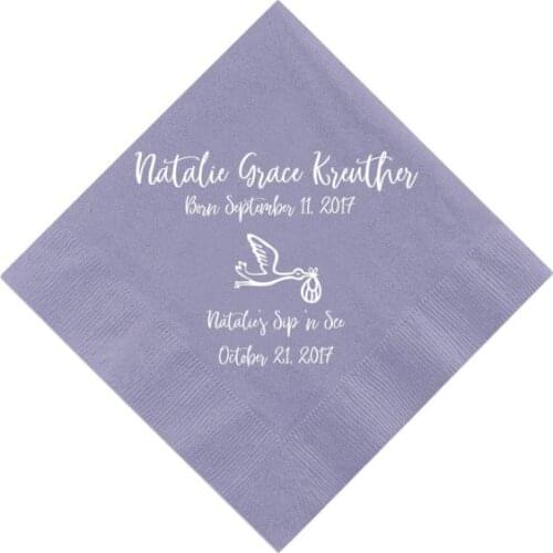 50pcs Sip N See Personalized Napkins - Custom Foil Stamped Baby Shower Napkins - Sip N See Napkins milestones birthday
