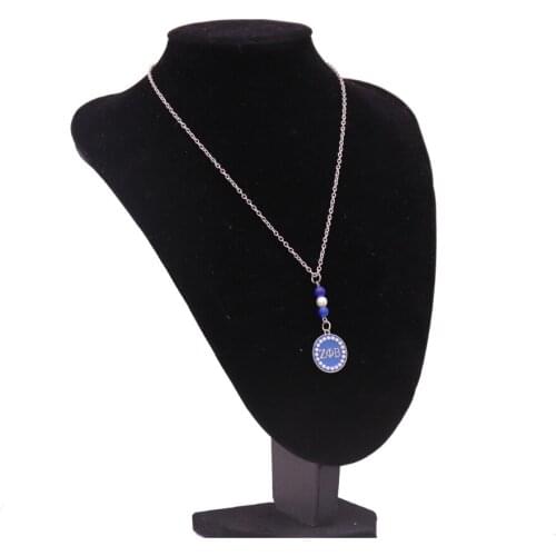 Abadon New Fashion Blue Enamel Greek Letters Zeta Phi Beta Charm Necklaces College Society Jewelry Custom Fashion