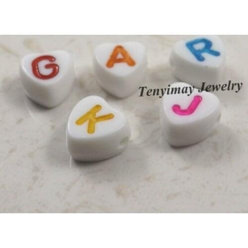 Heart Shape Alphabet Beads 7x7mm Mixed Color Letters Acrylic Beads For DIY Free Shipping