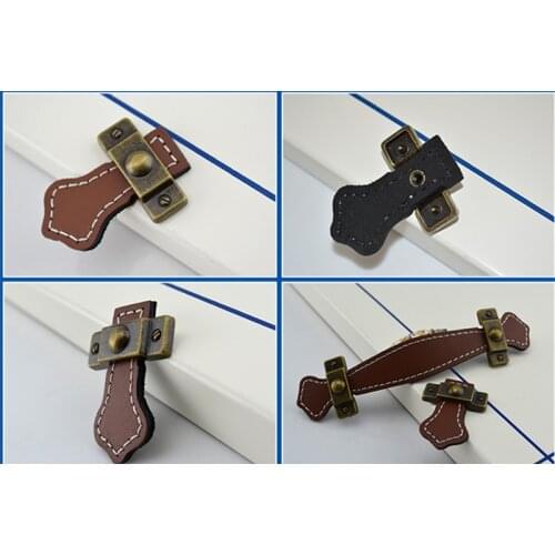 European antique leather handle Drawers closet door pulls shoe bag handle suitcase knobs Modern simple bedside cabinet handle