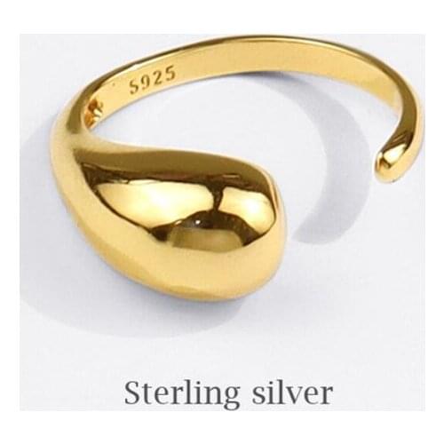 Sole Memory Shiny Water Drop 925 Sterling Silver Female Resizable Opening Rings SRI784