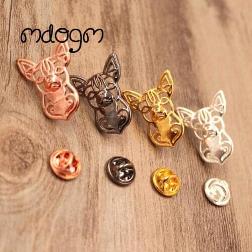 Mdogm Chihuahua Dog Animal Brooches And Pins Suit Cute Funny Metal Small Father Birthday Fashion Gift For Male Men B034