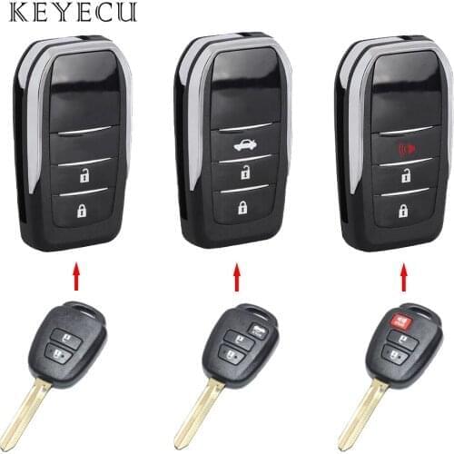 Keyecu Modified Flip Remote Car Key Shell Case HYQ12BDM HYQ12BEL TOY43 Blade for Toyota Yaris Scion RAV4 Highlander Tacoma Prius