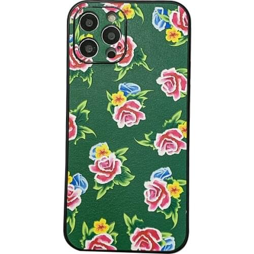 Green Red Flower Pattern Case for iPhone 12 Pro Max Back Phone Cover for 12 Mini 11 Pro Max X XS XR 8 7 Plus SE 2020 Capa
