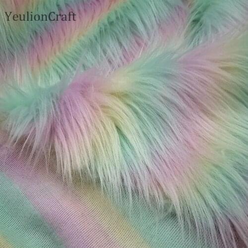 Chzimade Gradient Rainbow Soft Plush Faux Fur Fabric 50x160cm For Patchwork Sewing Material Garment Diy Home Decoration
