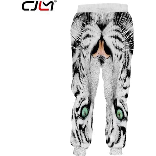 CJLM Man Black And White Striped Animal Sweatpants Mens Lovely Tiger Pants 3D Full Printed Oversized Trousers 6XL
