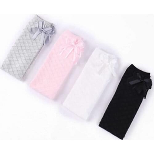 New fashion style girls knee high leg warmers mesh breath summer anti-mosquito bow tube children leg warmers lace bow princess