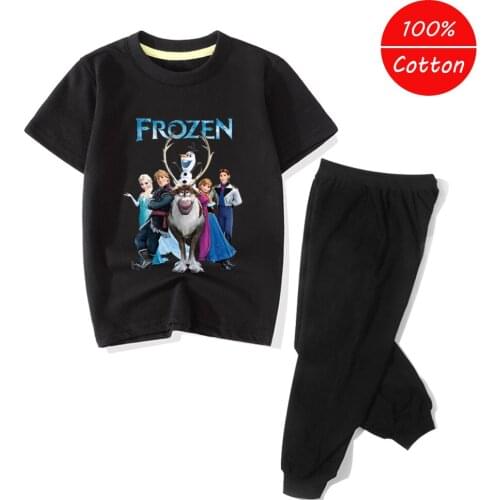 Disney Frozen Kids Girls Clothes Sport Suit Set Girls Childrens Sets Fashion Cotton T Shirt + Trous 2pcs Baby Clothing Sets