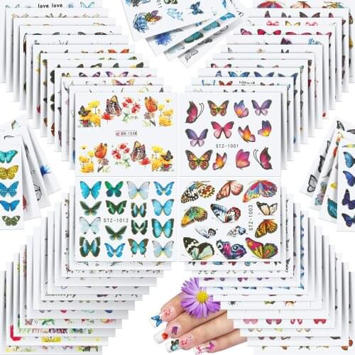 30 Sheets Nail Art Stickers Decals Water Transfer Decals for Women Nail Art Design Sticker Manicure Tips Wraps Decorations Kit