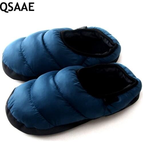 New Winter Warm Down Cotton Slipper Couple House Slippers Cotton-padded Indoor Home Shoes Women Men AWM135