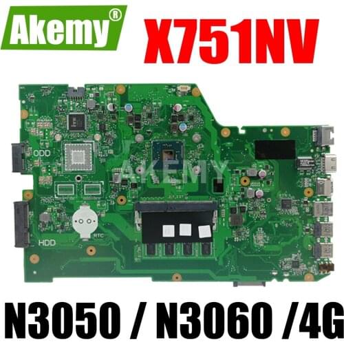 JIANSU X751NV original mainboard for ASUS X751NA X751N Laptop motherboard X751NV mainboard with 4GB-RAM N3050 / N3060