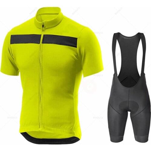 Fluorescent Yellow Mavic Summer Cycling Suit Road Bike Clothing Men Shorts Bib Mtb Bike Jersey Shirt Maillot Ciclismo Triathlon