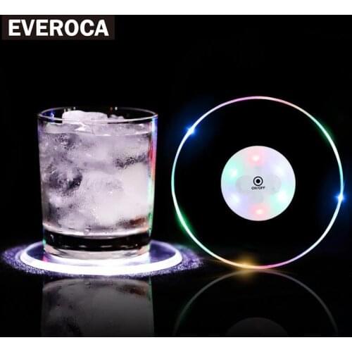 Coaster Bar Cocktail Base Ultra Thin LED Luminous Coaster Table Mats for Dining Creative Innovation Coaster Modern Home Decor