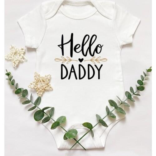Summer Newborn Infant Baby Boy Girl Short Sleeve Letter Print Hello Daddy Romper Jumpsuit Outfits Baby Clothes