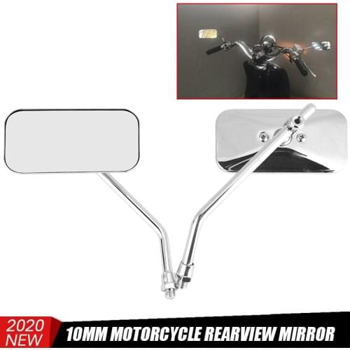 Motorcycle Rearview Side Mirror with 10mm Screws Universal Square Retro Modified Motorbike Cafe Racer Rear View Mirrors Moto