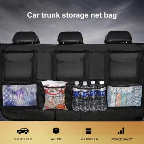 Car Trunk Organizer Adjustable Backseat Storage Bag Net High Capacity Multi-use Oxford Automobile Seat Back Organizers Universal
