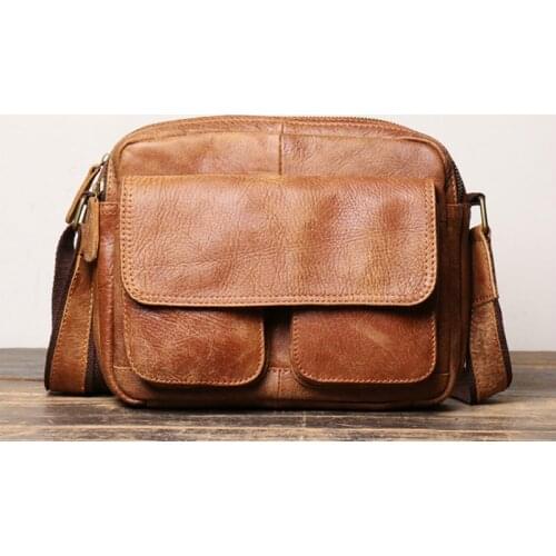 Retro Natural Cowskin Mens Shoulder Messenger Bags Nubuck Genuine Leather Casual Crossbody Travel Bag Small Flap Bags