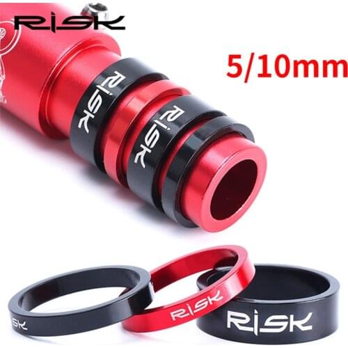 Risk 4pcs 5/10mm Ultralight Bicycle Fork Washer Stem Spacers Aluminum Mountain Bike Headset Washer For 28.6mm Upper Front Fork